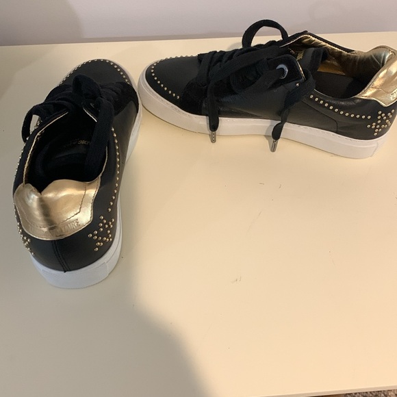 Zadig and Voltaire Black Leather Sneakers with star embellishments- NWOT - Picture 8 of 9
